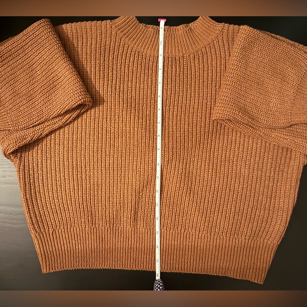 Lulu's Rust Brown Cut Out Twist Back Sweater Knit Oversized - Picture 8 of 10